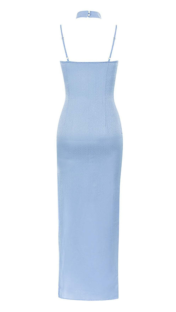 AIIZIE MOCK NECK SLIT MIDI DRESS IN BLUE - product image