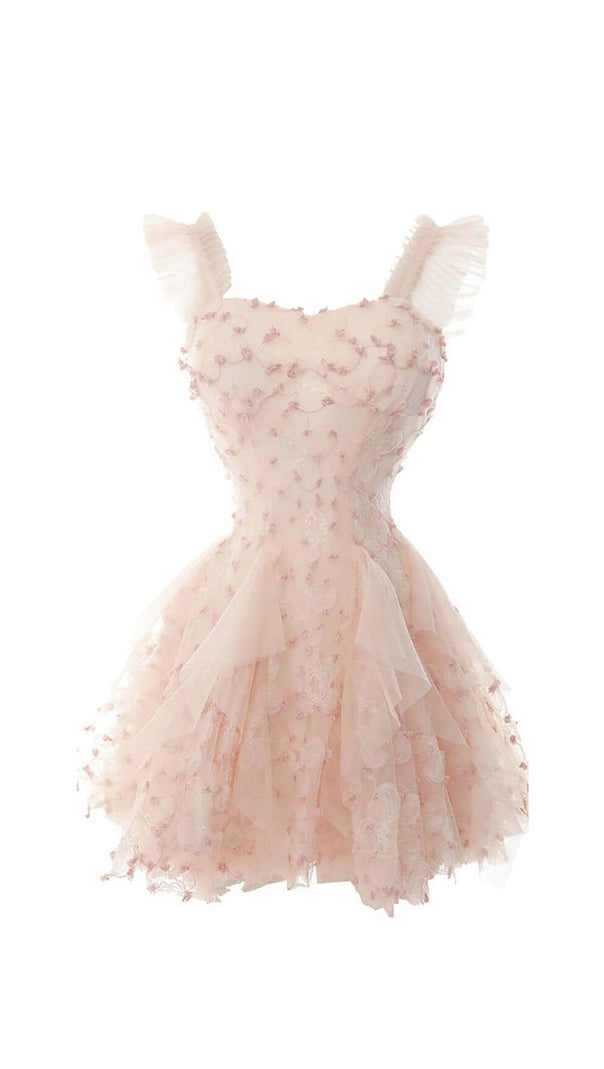 AIIZIE OFF -SHOULDER FLOWER MINI DRESS IN PINK - product image