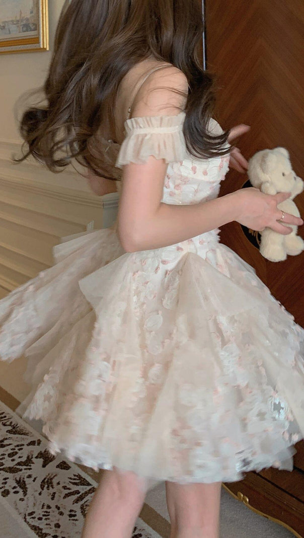 AIIZIE OFF -SHOULDER FLOWER MINI DRESS IN PINK - product image