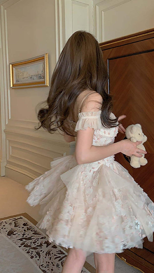 AIIZIE OFF -SHOULDER FLOWER MINI DRESS IN PINK - product image
