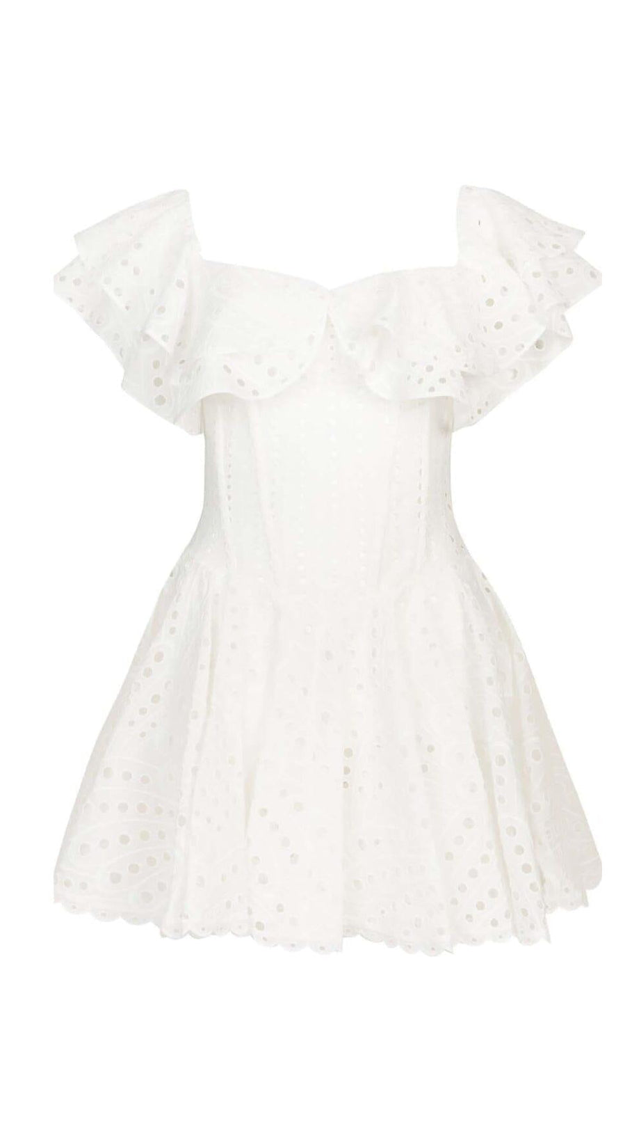 OFF-SHOULDER PRINT MINI DRESS IN WHITE