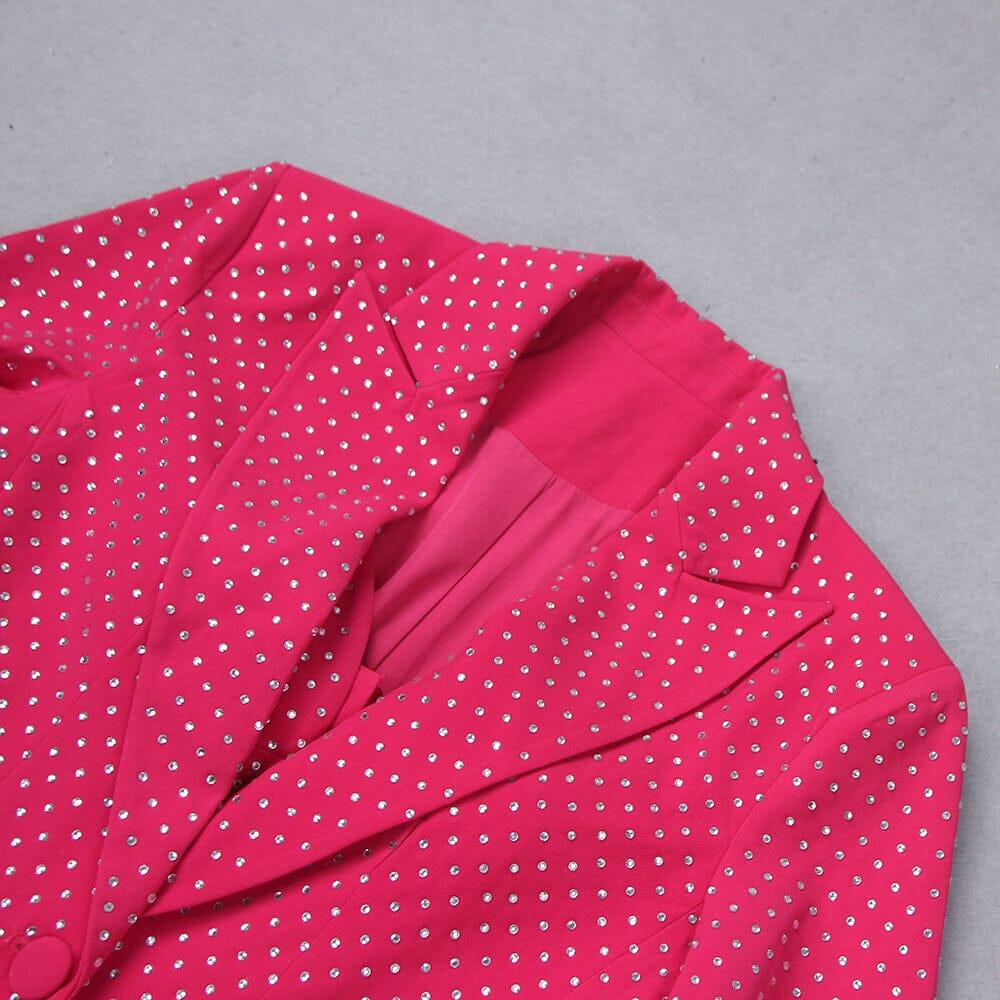 Sequin Jacket Suit in Hyper Pink