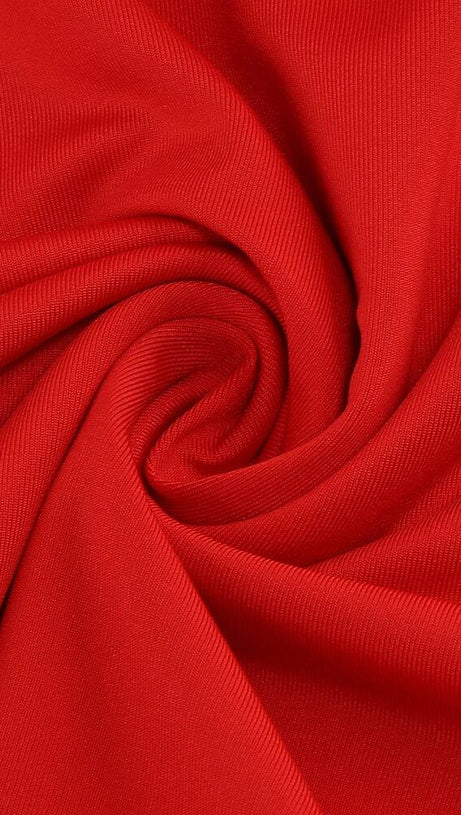 OFF-SHOULDER PUFFY FLOWER MINI DRESS IN RED