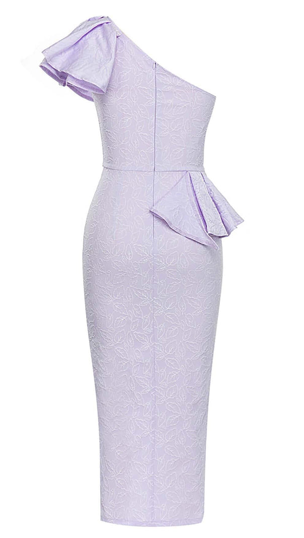 AIIZIE ONE SHOULDER RUFFLE MIDI DRESS IN LILAC - product image