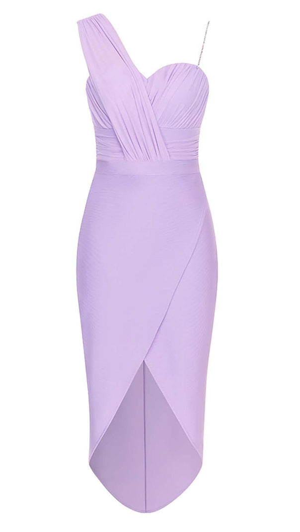 AIIZIE ONE SHOULDER THIGH SLIT MIDI DRESS IN LILAC - product image