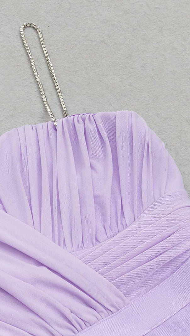 AIIZIE ONE SHOULDER THIGH SLIT MIDI DRESS IN LILAC - product image