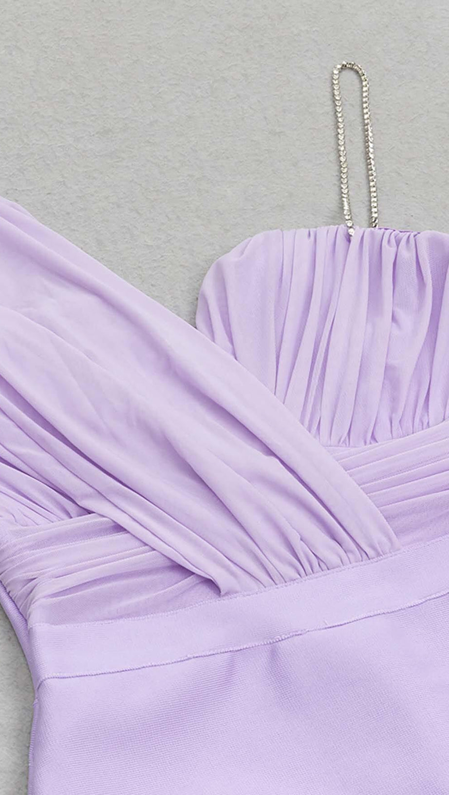 ABITO MIDI MONOSPALLA CON SPACCO SULLA COSCIA LILLA