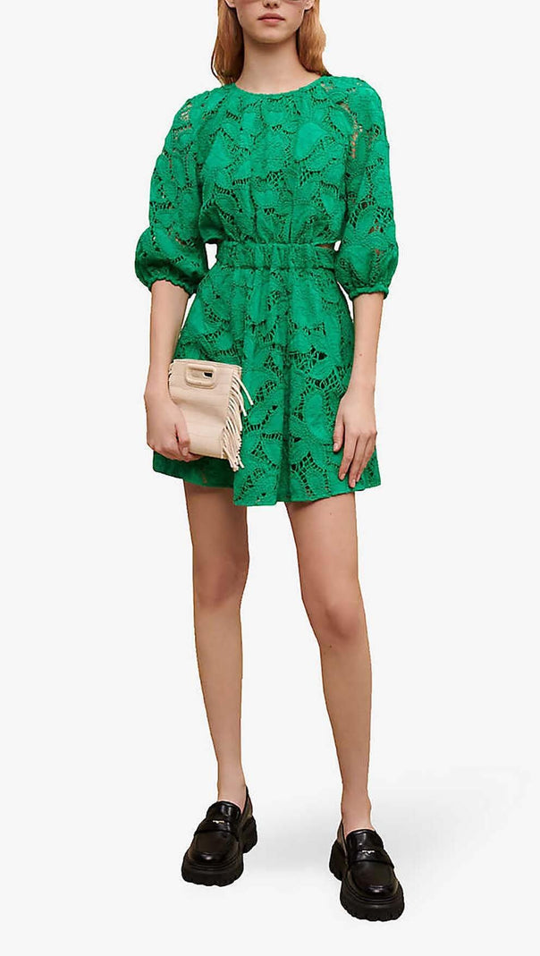 AIIZIE PAISLEY-EMBROIDERED MINI DRESS IN GREEN - product image