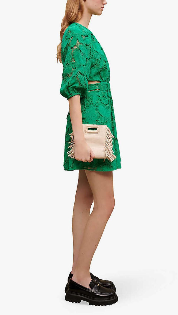 AIIZIE PAISLEY-EMBROIDERED MINI DRESS IN GREEN - product image