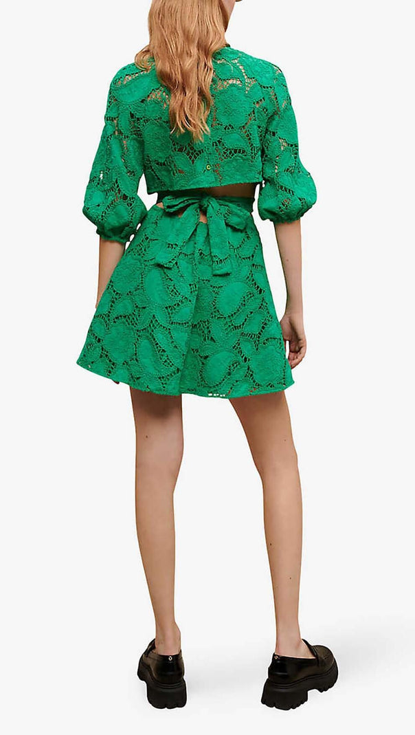AIIZIE PAISLEY-EMBROIDERED MINI DRESS IN GREEN - product image