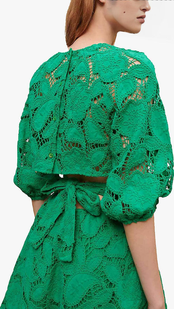 AIIZIE PAISLEY-EMBROIDERED MINI DRESS IN GREEN - product image