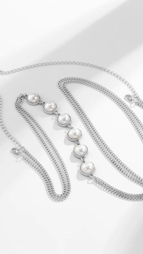 CATENA PER IL CORPO INCROCIATA CON PERLE IN ARGENTO