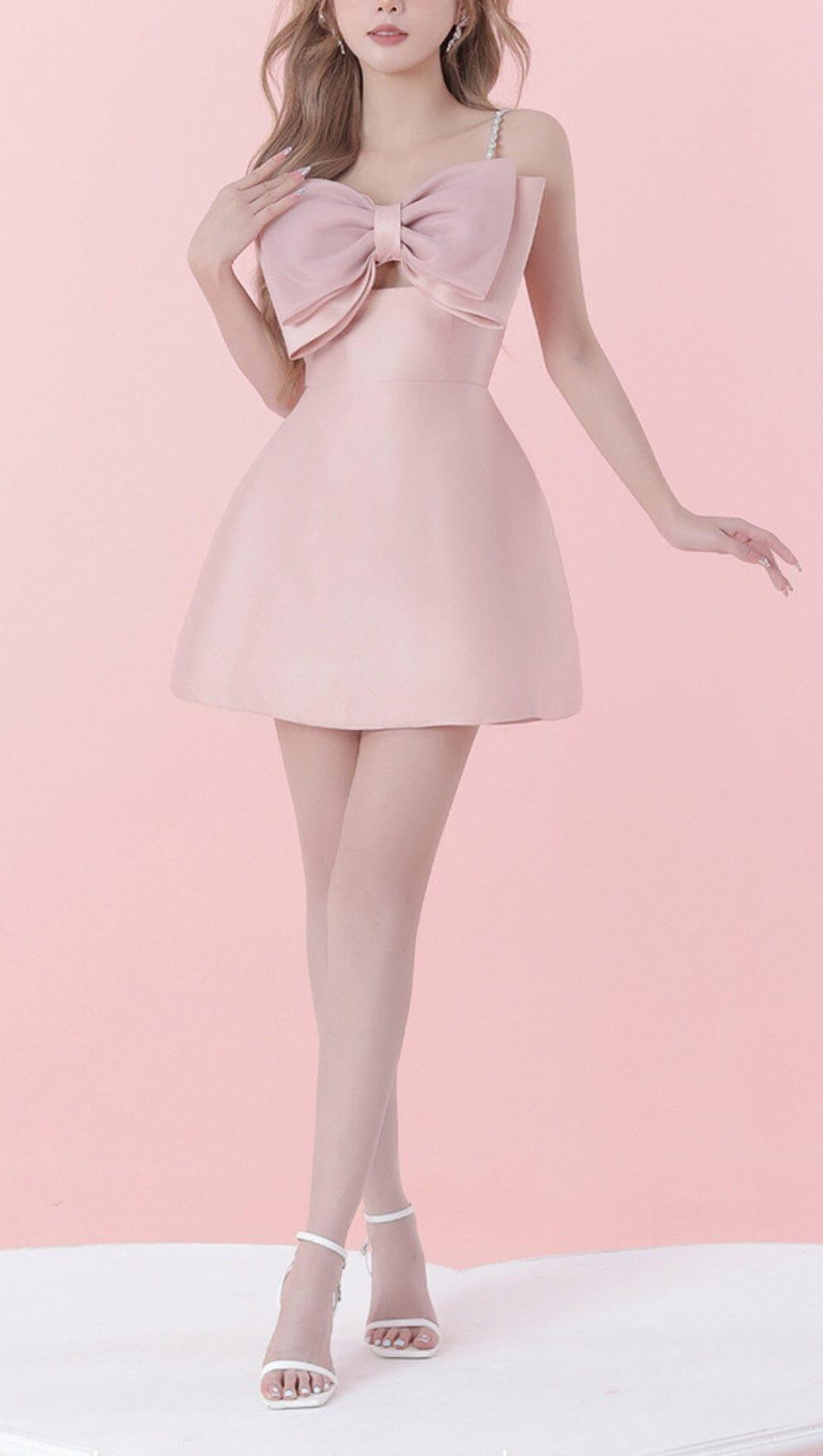 SLING BOW A-LINE MINI DRESS