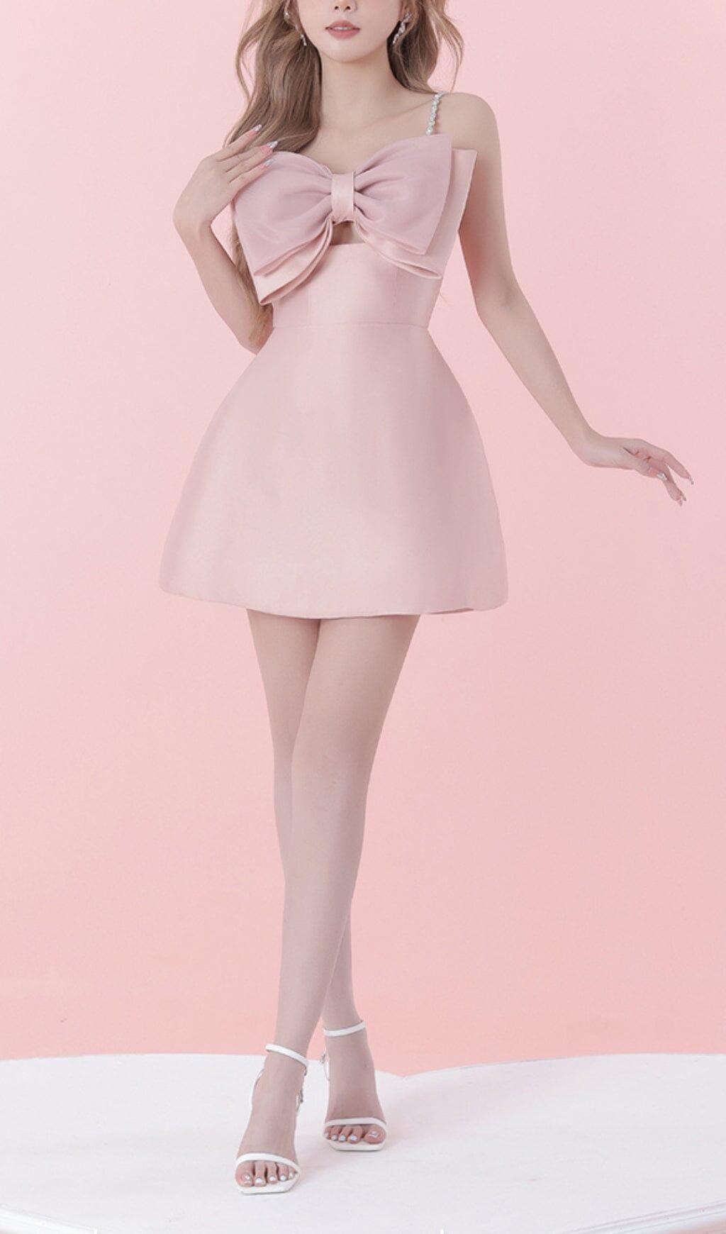 SLING BOW A-LINE MINI DRESS