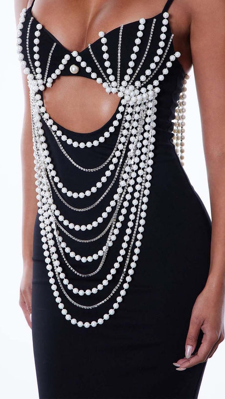 PEARL EMBELLISHED MIDI DRESS