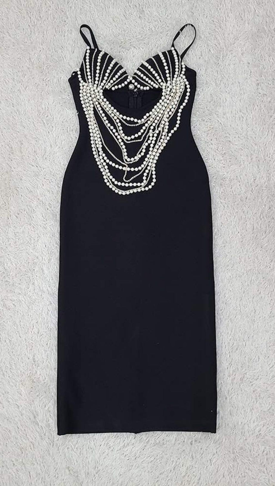 PEARL EMBELLISHED MIDI DRESS