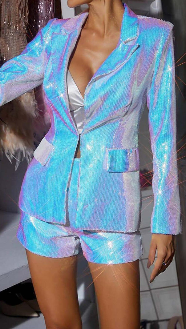 AIIZIE PLUNGE SEQUIN BLAZER SET - product image