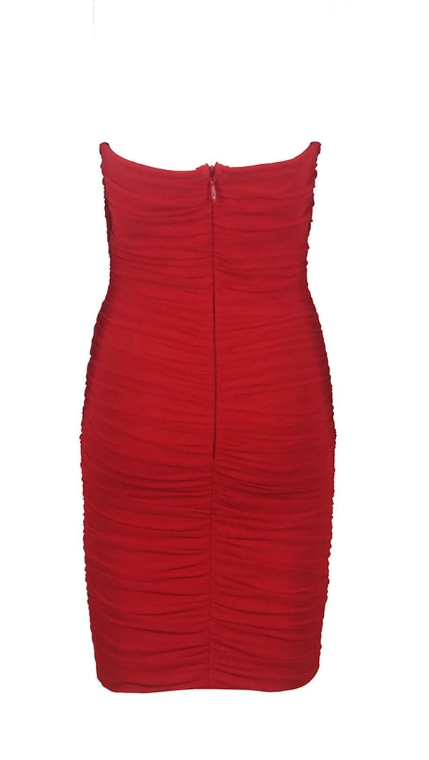 AIIZIE PLUNGING HALTER NECKLINE MINI DRESS IN RED - product image