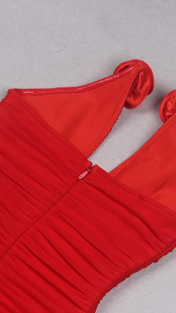 AIIZIE PLUNGING HALTER NECKLINE MINI DRESS IN RED - product image