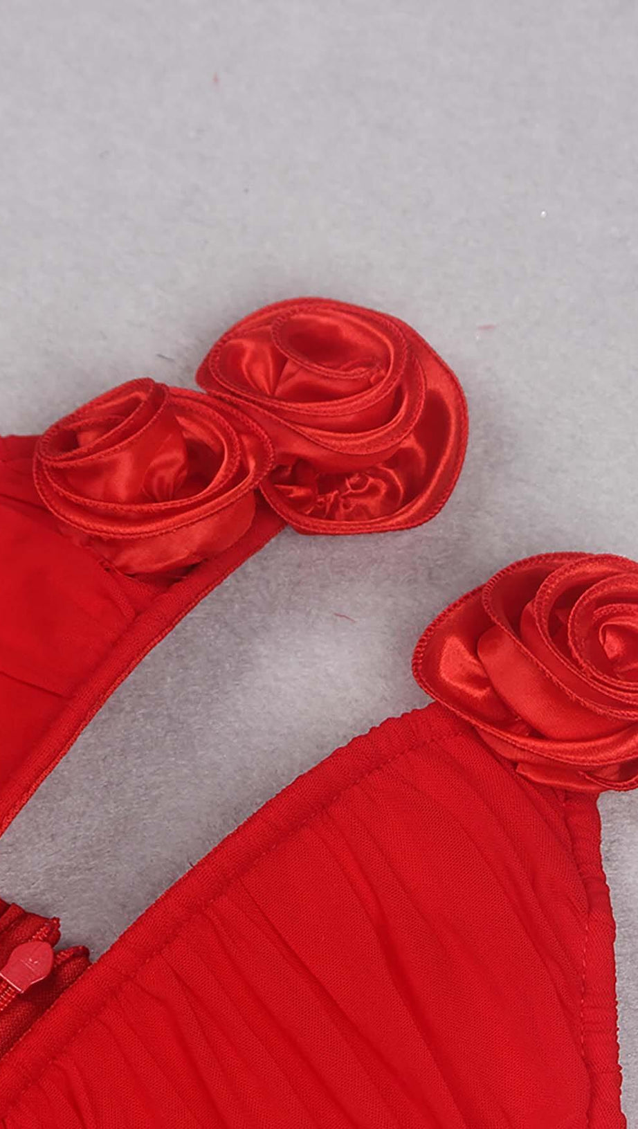 PLUNGING HALTER NECKLINE MINI DRESS IN RED