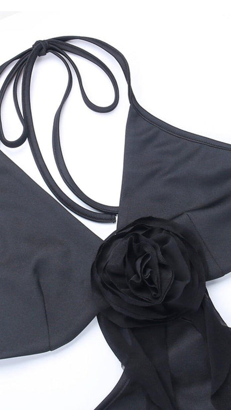 LACE HALTER IRREGULAR MINI DRESS