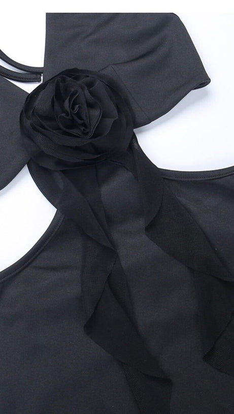 LACE HALTER IRREGULAR MINI DRESS