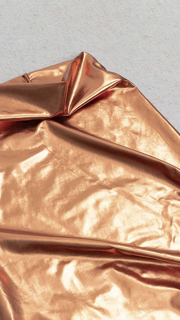 AIIZIE PLUS SIZE METALLIC MIDI DRESS IN GOLD - product image