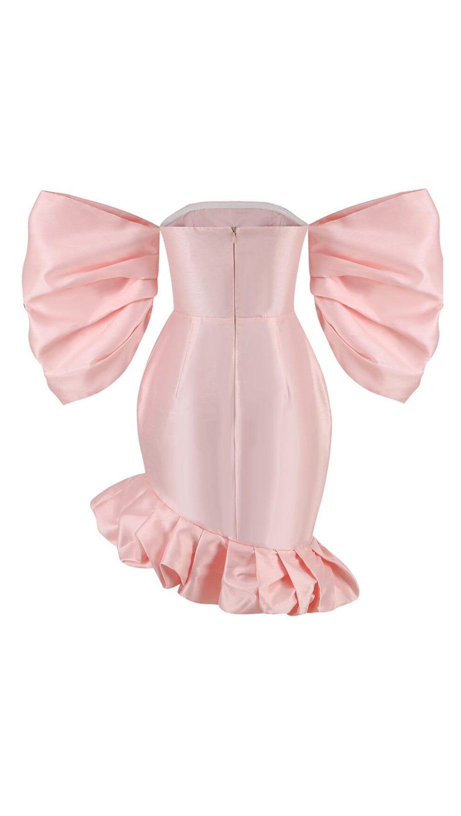 PUFF ASYMMETRIC MINI DRESS IN PINK