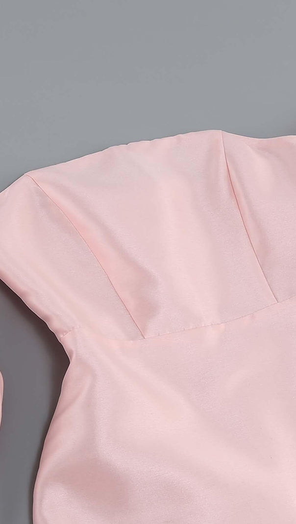 AIIZIE PUFF ASYMMETRIC MINI DRESS IN PINK - product image