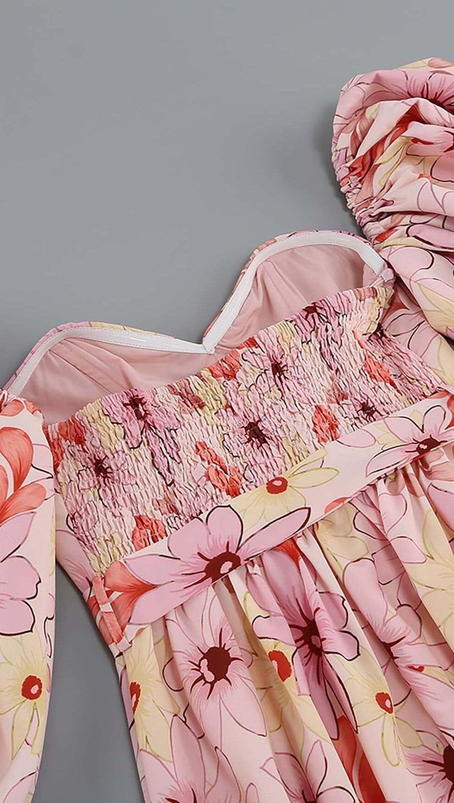 PUFF FLORAL MIDI DRESS IN PASTEL BLOOMS