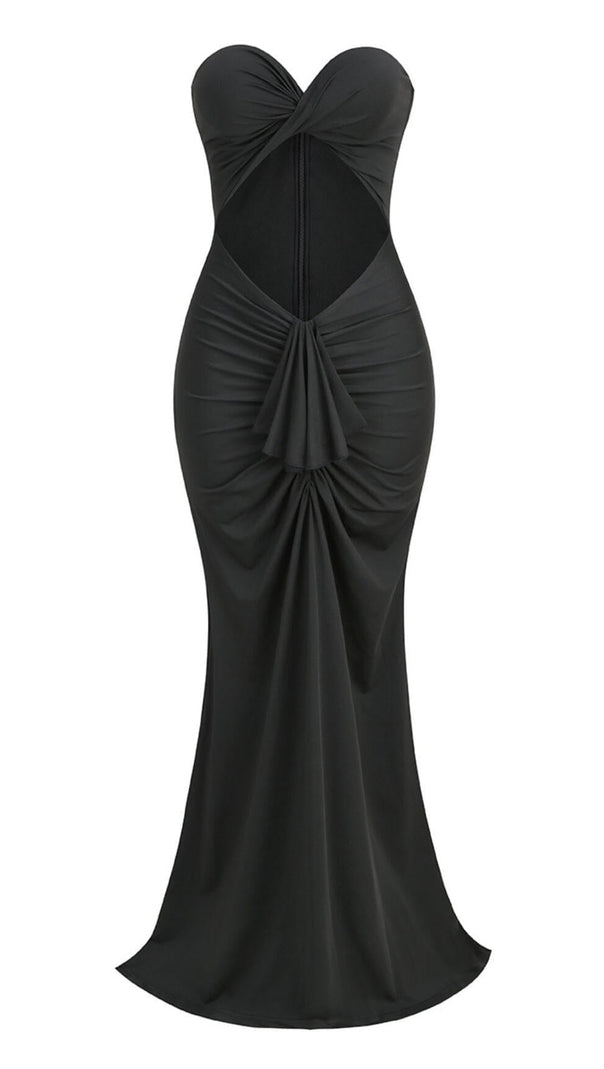 AIIZIE BANDEAU DRAPE MAXI DRESS IN BLACK - product image