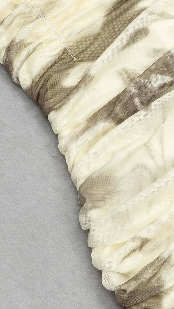 AIIZIE RUCHED BANDEAU MIDI DRESS IN BEIGE - product image