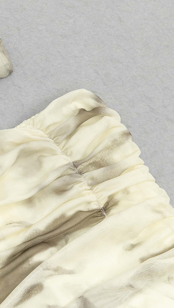 AIIZIE RUCHED BANDEAU MIDI DRESS IN BEIGE - product image