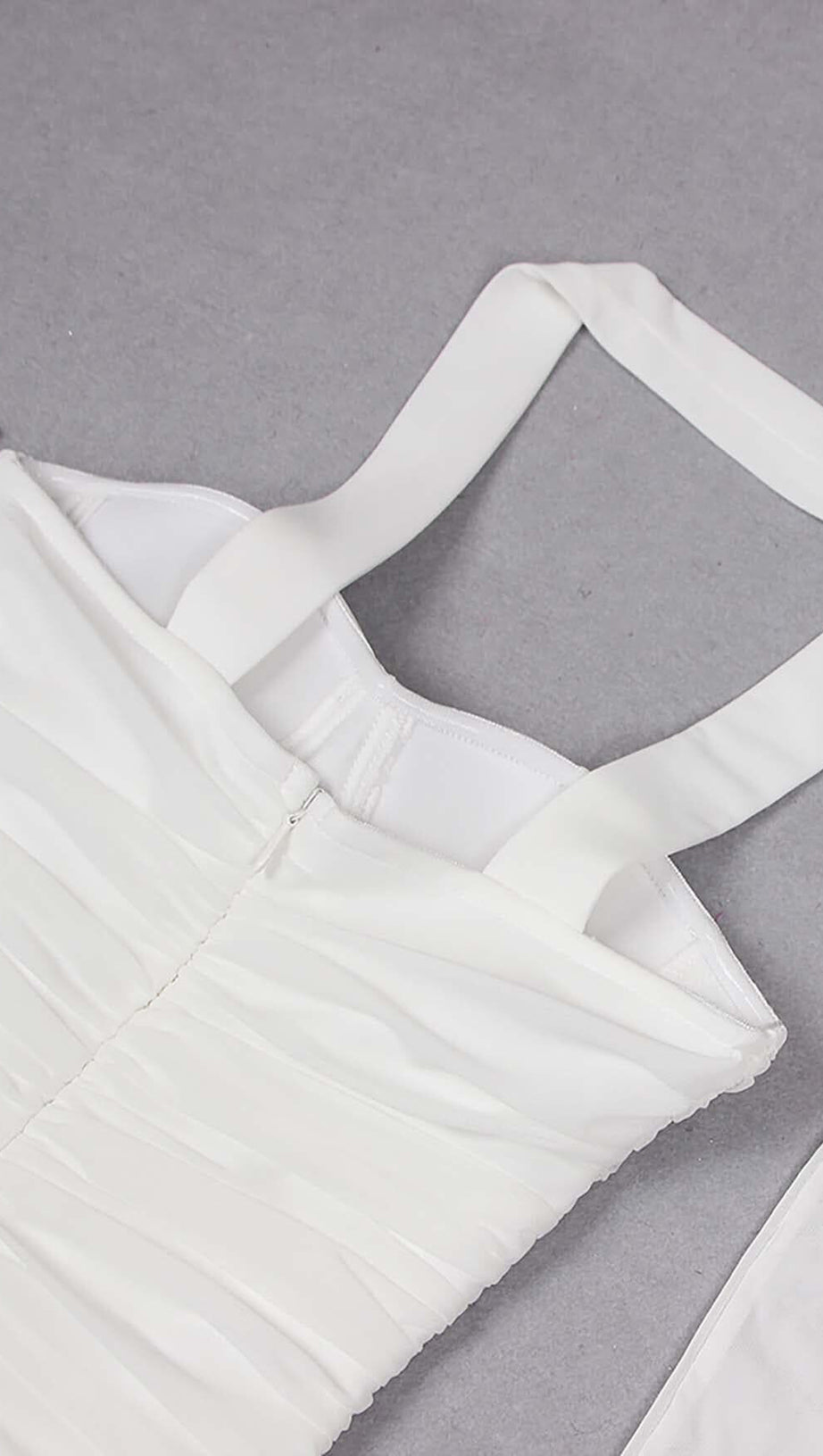 RUCHED BANDEAU MIDI DRESS IN WHITE