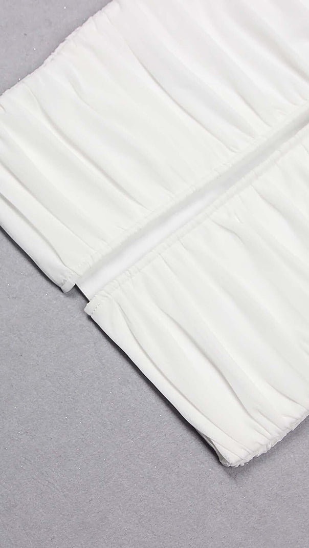 AIIZIE RUCHED BANDEAU MIDI DRESS IN WHITE - product image