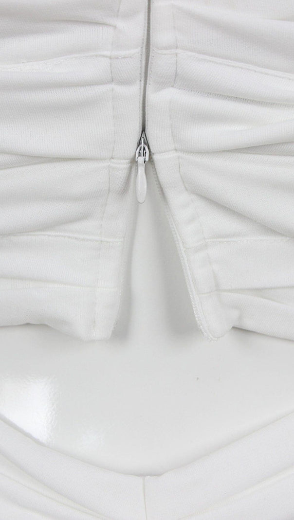 AIIZIE RUCHED CUTOUT FLARED TWO PIECE SET IN WHITE - product image