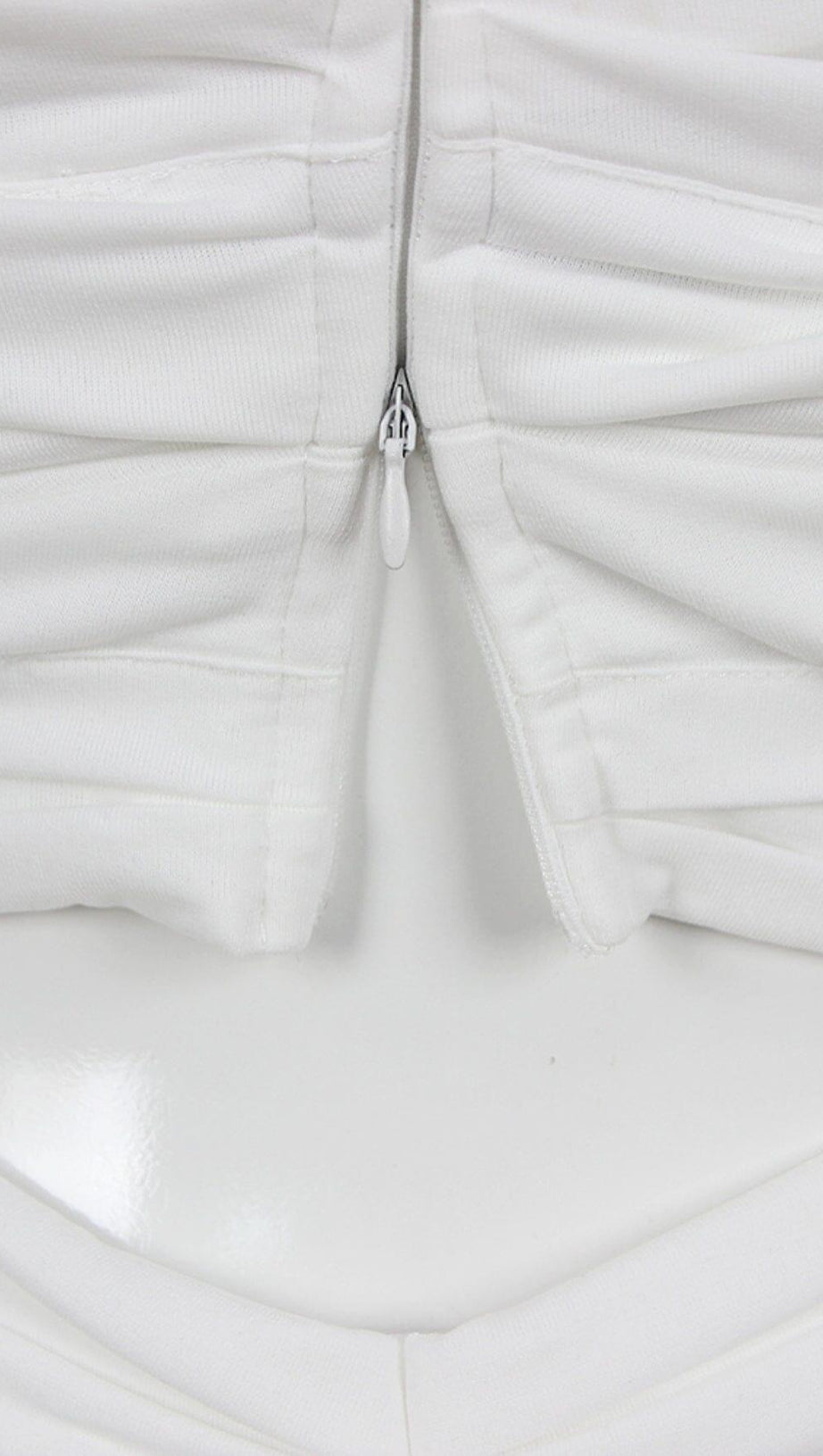 RUCHED CUTOUT FLARED TWO PIECE SET IN WHITE