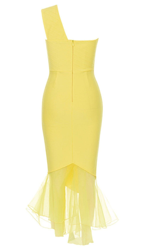 AIIZIE RUFFED ONE-SHOULDER MAXI DRESS IN YELLOW - product image