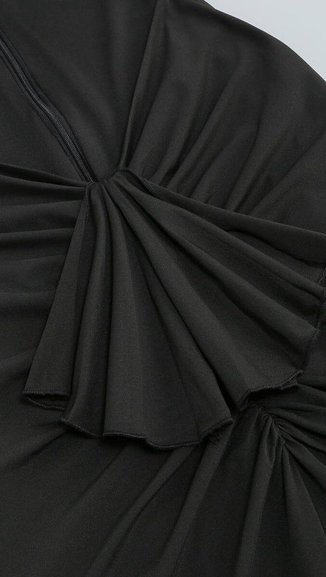 BANDEAU DRAPE MAXI DRESS IN BLACK