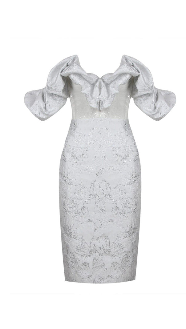AIIZIE RUFFLE CORSET MIDI DRESS IN WHITE - product image