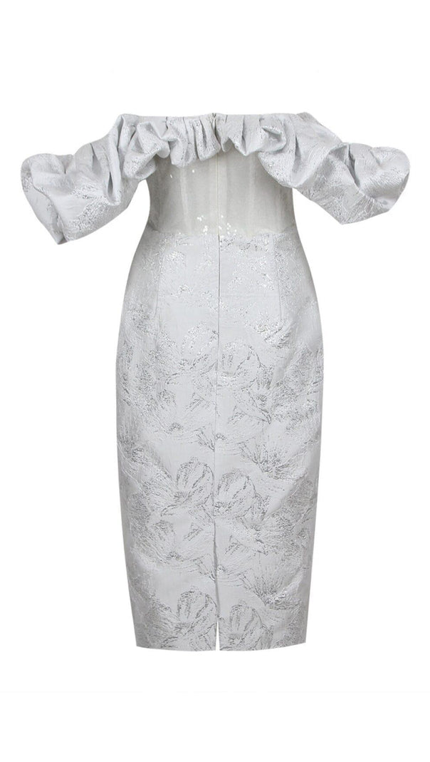 AIIZIE RUFFLE CORSET MIDI DRESS IN WHITE - product image