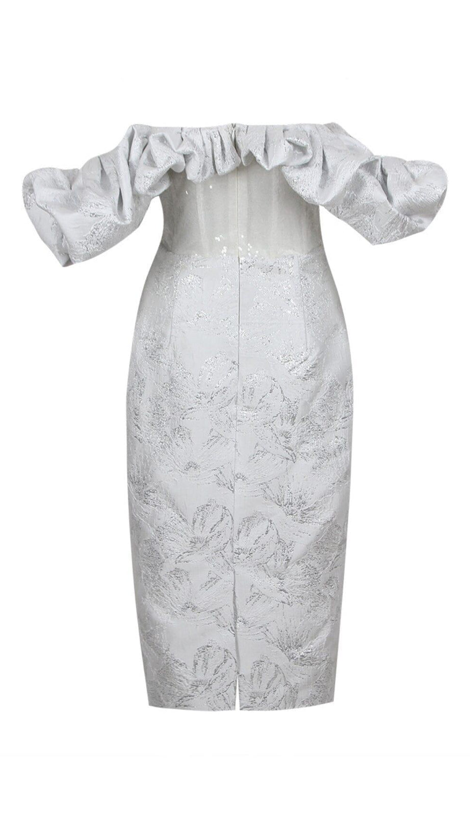 RUFFLE CORSET MIDI DRESS IN WHITE