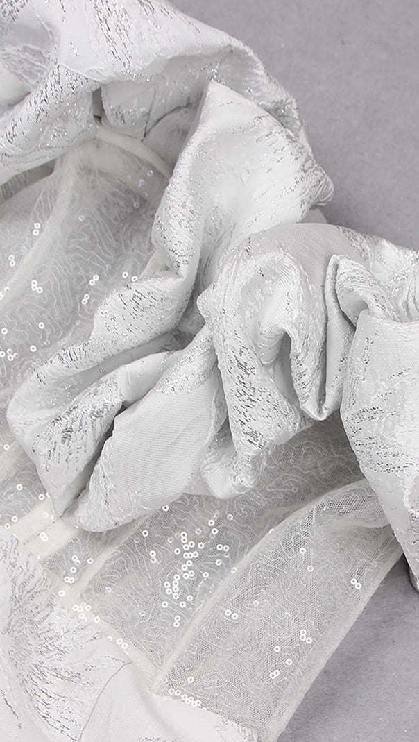 AIIZIE RUFFLE CORSET MIDI DRESS IN WHITE - product image
