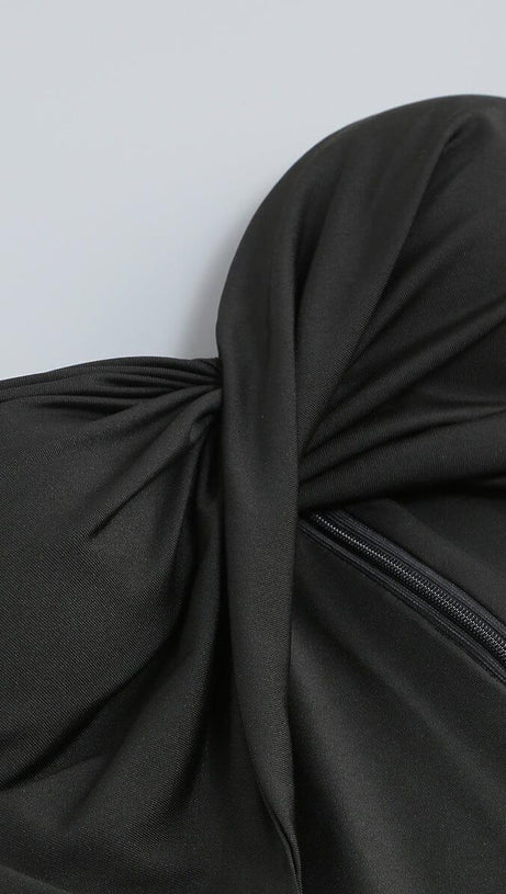BANDEAU DRAPE MAXI DRESS IN BLACK
