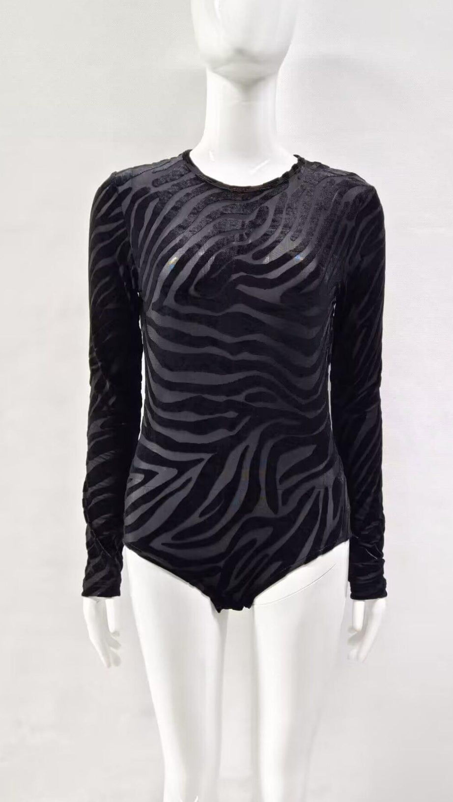 ZEBRA PRINT SHEER CARVED VELVET JUMPSUIT SET