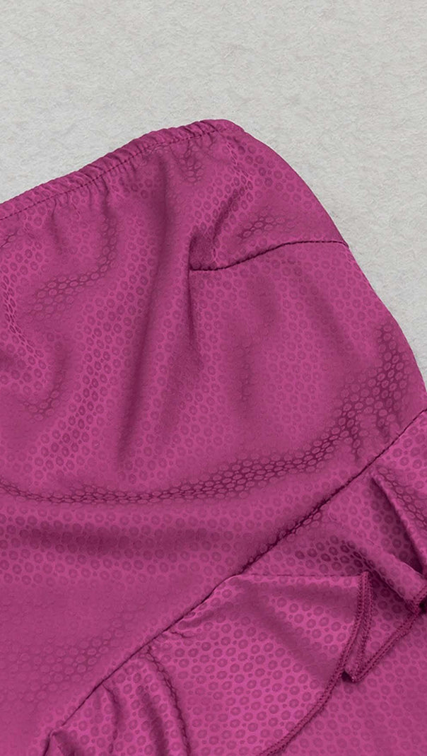 AIIZIE RUFFLED SATIN MINI DRESS IN GRAPE - product image