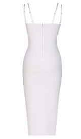 SHELL STRAP BEADING MIDI DRESS IN WHITE