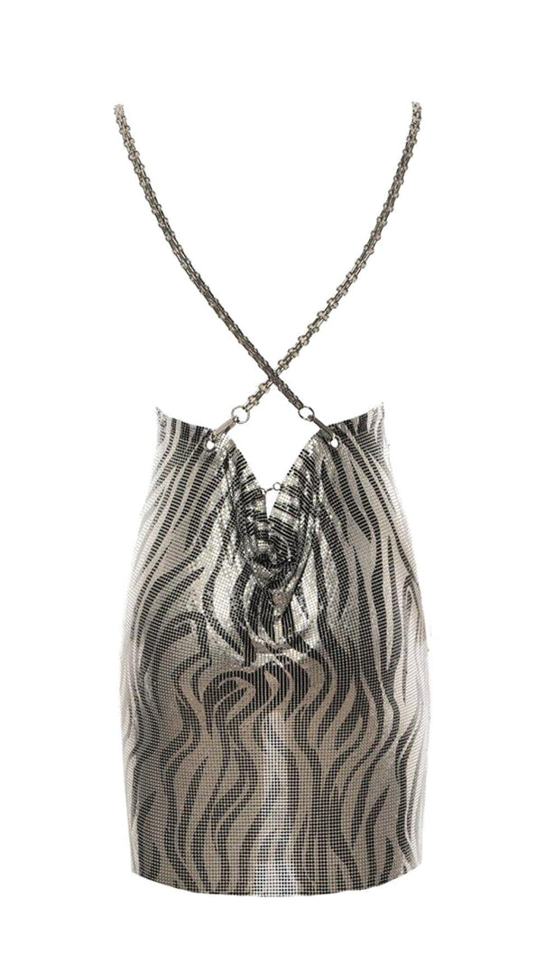 AIIZIE SHORT ZEBRA ACRYLIC DRESS IN SILVER - product image