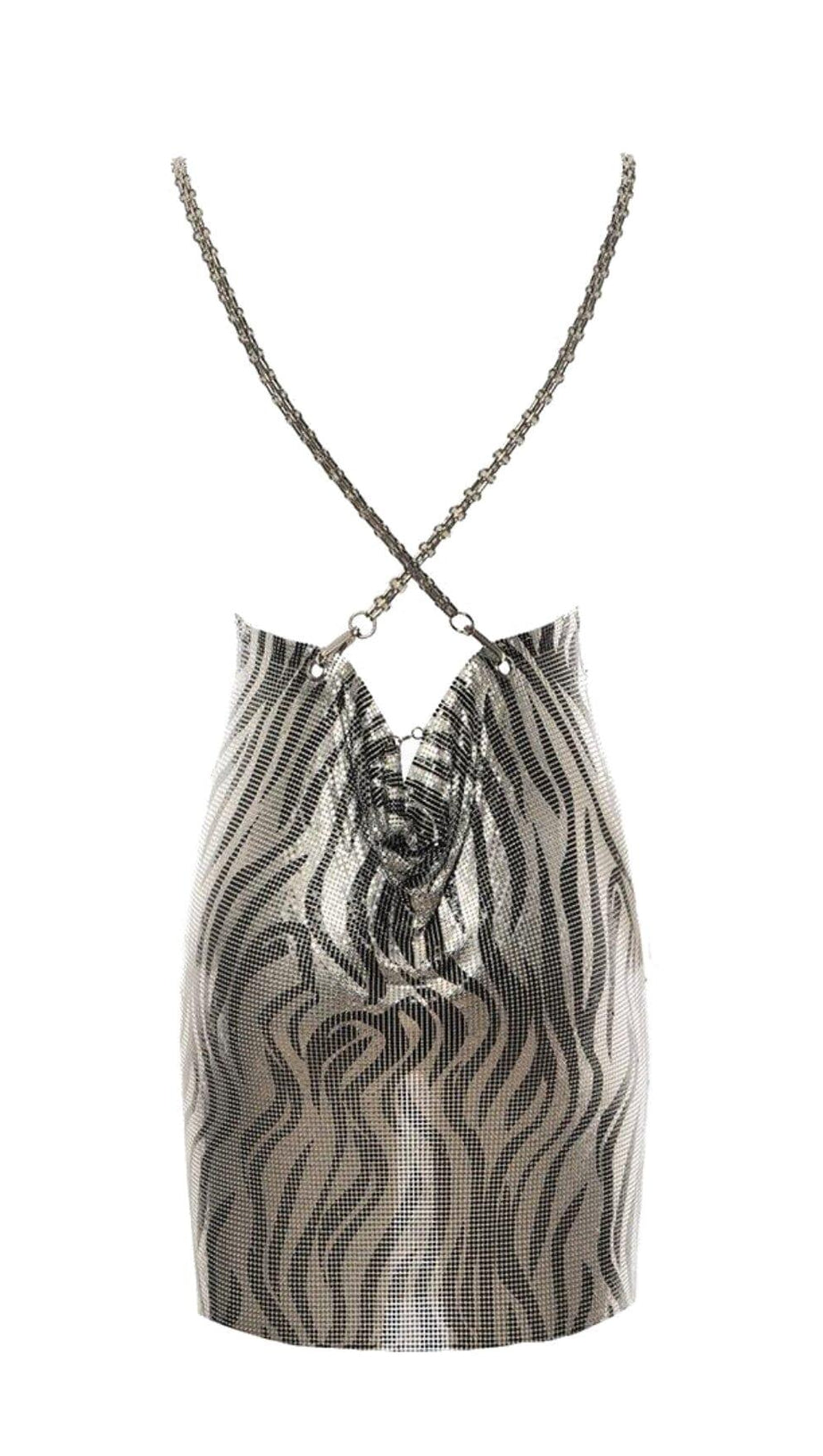 KURZES ZEBRA-ACRYLKLEID IN SILBER
