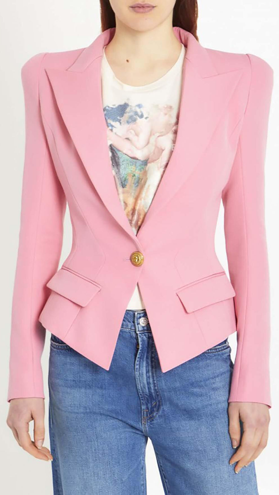 SINGLE-BREASTED SHORT JACKET IN PINK